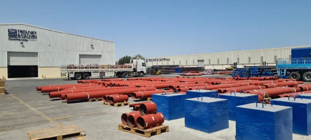 Cut and Painted pipes for an Offsite Prefabrication project in Trouvay & Cauvin Jebel Ali
